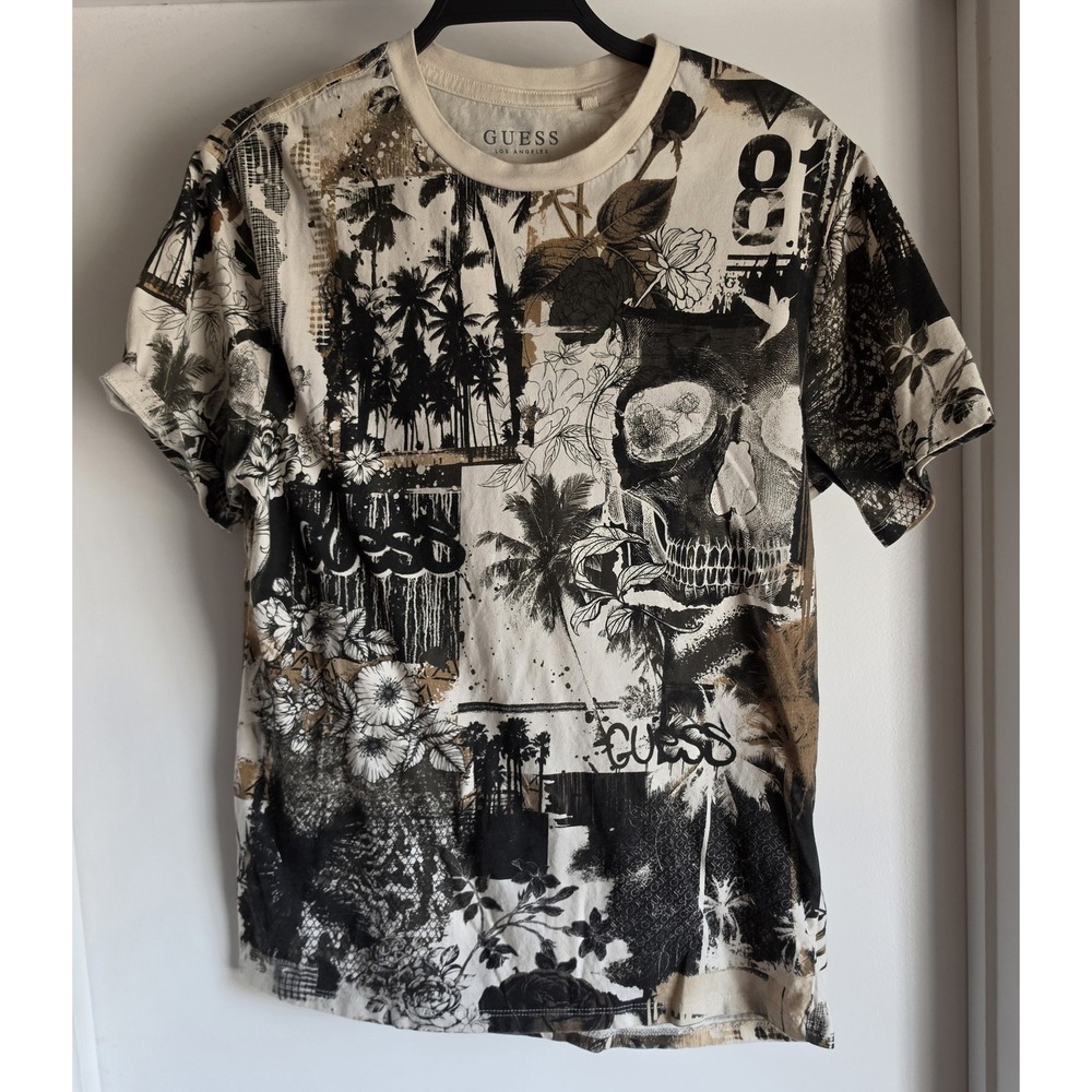 Guess Men's Graphic T-Shirt Size M Multi-Color Cotton Round Neck Streetwear Tee - Picture 1 of 6